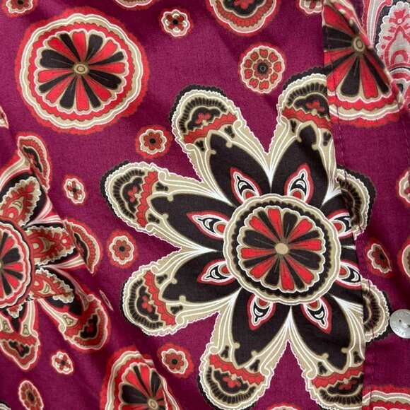 Tommy Hilfiger button up blouse funky floral print retro vibe colorful small - Picture 5 of 8